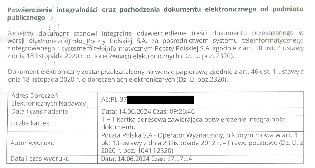 potwierdzenie Integralności oraz pochodzenia dokumentu od podmiotu publicznego